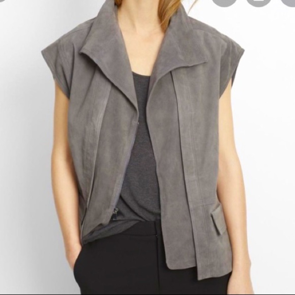 Vince Grey Suede Nubuck Utility Vest XS